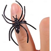 economico Maschera di Halloween &amp; Accessori-20/50 pezzi di anello da ragno per Halloween, accessorio realistico in plastica per costume da ragno per la festa di Halloween, anello da ragno spaventoso per il festival dei fantasmi