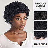 abordables Perruques Synthétiques Sans Bonnet-Perruque Synthétique Frisé Jerry Afro Bouclé Coupe dégradée Coupe Asymétrique Fabriqué à la Machine Perruque 10 pouces A1 Cheveux synthétiques Femmes Cool Classique Adorable Multicolore