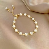 economico Braccialetti-Per donna Bracciale di perline Perline Prezioso Elegante Plastica Gioielli braccialetto Oro Per Feste