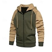 cheap Basic Hoodies-Men&#039;s Hoodie Full Zip Hoodie Army Green Red Navy Blue Light Grey Dark Gray Hooded Color Block Zip Up Color Block Front Pocket Sports &amp; Outdoor Casual Daily Streetwear Cool Sportswear Fall &amp; Winter