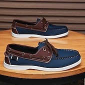 economico Casuale-scarpe da barca da uomo bicolore nere e bianche con design classico allacciato, comode ed eleganti, ideali per gite in spiaggia, abbigliamento casual ed eventi estivi