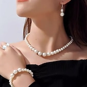levne Sady šperků-Svatební šperky sady 1 sada perla zirkon prsteny náušnice náhrdelník náramky dámské elegantní stylové sladké šperky sada pro svatbu zvláštní příležitosti denní