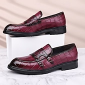 voordelige Hereninstappers &amp; loafers-Voor heren Instappers en instappers Krokodil patroon Wandelen Zakelijk Brits Bruiloft PU Leder Ademend Comfortabel Anti-slip Instapper Wijn Bruin Groen Herfst Winter