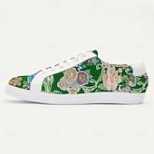 cheap Jacquard shoes-Men&#039;s Green Jacquard Fabric Sneakers Comfortable Low-Top Shoes with Floral Pattern Suitable for Casual Walking Daily Wear and Creative Outfits
