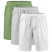 preiswerte Klassiker-Herren Shorts Leinenshorts Sommershorts Strandshorts Tasche Kordelzug Elastischer Bund Einfach Komfort Atmungsaktiv Knielang Lässig Täglich Ferien Urlaub Mode Weiß + Schwarz + Grau schwarz+khaki+blau