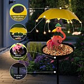 economico Luci paesaggistiche-Luci solari da esterno in ferro battuto, a forma di fenicottero, impermeabili, con statua, lampada da prato a forma di ape, con funzione di mangiatoia per colibrì, regalo di Natale per il