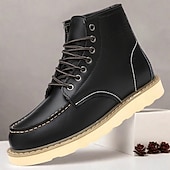 cheap Work Boots-Men&#039;s Brown Lace-up Work Boots with Contrast Stitching and Cushioned Sole, Classic Casual Style for Outdoor Work, Hiking and Daily Wear