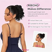 abordables Queue-de-cheval-Extension de queue de cheval 10 pièces, queue de cheval courte et bouclée, à clip, pour femmes noires, synthétique, duveteuse, douce et ondulée, extensions de cheveux naturels noirs