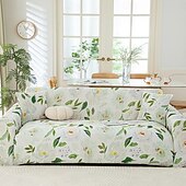 baratos Cobertura de Sofa-Capas de assento de sofá refrescantes com estampas de verão, capas universais para sofá chaise longue em forma de L, capa de sofá elástica de seda gelada de 1/2/3/4 lugares