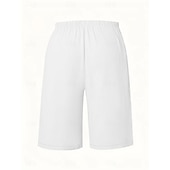 baratos Shorts-Mulheres chinês Bermudas Férias Moda Básico Comprimento do joelho Cintura Alta Tecido Bolsos Cintura elástica Confortável Macio Micro-Elástica Ao ar livre Rua Verde Militar Azul marinho Preto Branco