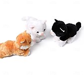 voordelige Knuffels &amp; Pluchen dieren-Interactief elektronisch knuffeldier - upgrade met led-licht, ogen, geanimeerde geluidsbesturing, elektronische huisdierenrobot, kat, kitten, speelgoed, cadeaus voor jongens &amp;meisjes kinderverjaardag