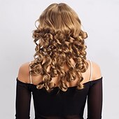 abordables Perruques Synthétiques Sans Bonnet-Perruque Synthétique Bouclé Ondulé Coupe Asymétrique Avec frange Fabriqué à la Machine Perruque 18 pouces A1 Cheveux synthétiques Femmes Classique Confortable Dégradé de couleur Multicolore