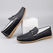 voordelige Casual loafers-Rode imitatieleren loafers voor heren, stijlvol instapmodel met comfortabele, zachte binnenzool, ideaal voor zakelijke, casual weekenden en reizen