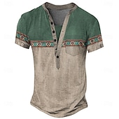 preiswerte Ethnischer Stil-Herren Grafik Geometrisch Stammes T Shirt Henley Hemd T-Shirt Kurzarm Vintage Designer Basic Outdoor Lässig Täglich Sommer Hellgrün Violett Marineblau Dunkelgrün Henley Henley T-Shirt