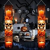 cheap Halloween Outdoor Decor-Halloween Fan Flag Bunting Outdoor Flag for Outdoor Halloween Yard Fence Hanging Spooky Pumpkin Banner Flag Table Decor Fall Room Decor Aesthetic Halloween Birthday Party Decor