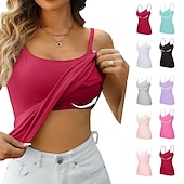 billige Enkel tank topp-Dame Camisole Tank Top Helfarge Daglig Fritid Ermeløs Med stropper Vanlige topper Daglig Svart Hvit Rosa Lilla Fuksia Sommer