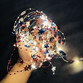 economico Striscie luci a batteria-1 Pz Luce Decorativa a Stringa con 30 LED 3M Patriottica per il 4 Luglio Giorno dell'Indipendenza 250° Anniversario Giorno della Memoria Stringa di Luci Decorativa a Stelle Rosse Bianche e Blu Tema