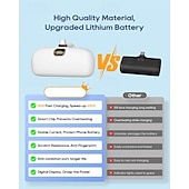 cheap Tool Accessories-Small Portable Charger for iPhone with Built-in Lightning Cable 3000/5000mAh Power Bank Fast Charging for Phone