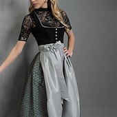 economico Dirndl-Birra Oktoberfest Oktoberfest Vestito Dirndl Abiti tradizionali Cameriera Bavarese Tedesco Prati Per donna Carnevale Feste Festa della birra Panno in stile tradizionale Vestito Grembiule Senza