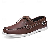 economico Casuale-scarpe da barca da uomo bicolore nere e bianche con design classico allacciato, comode ed eleganti, ideali per gite in spiaggia, abbigliamento casual ed eventi estivi