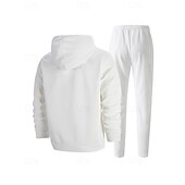 Недорогие спортивные костюмы-Муж. Спортивный костюм Штаны Спортивные штаны Карман на молнии Однотонный Наборы одежды Осень Черный Белый Тренажерный зал Одежда для спорта и отдыха Бег С защитой от ветра Длинный рукав Спорт