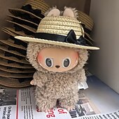 halpa Nuken vaatteet ja tarvikkeet setti-miniatyyriolkihatut 17 cm:n vinyyli-nukelle luonnollinen miniatyyriolkihattu-nukke tee-se-itse-nukkekodin sisustustarvikkeet