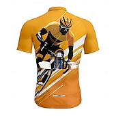 abordables Maillots pour hommes-Homme Maillot de cyclisme Manche Courte Cyclisme Maillot Top avec 3 poches arrière Résistant aux UV Séchage Rapide Fermeture Éclair Frontale Bandes réfléchissantes Jaune Des sports Vêtement Tenue