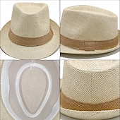 voordelige Feesthoeden-Britse jazzhoed, herenzonbescherming, zonnehoed, strandhoed, strohoed, casual hoed