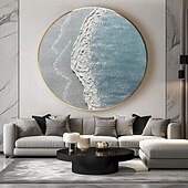 preiswerte Landschaftsgemälde-100 % handgemaltes abstraktes Meereswellen-Ölgemälde auf Leinwand, moderne Texturkunst, Meereslandschaft, Wandbild, Heimdekoration