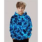 billiga Pojkens 3D Vision &amp; Geometri-Pojkar 3D Grafisk Huvtröja Långärmad Vår Höst Mode Streetwear Barn 4-12 år Huva Utomhus Ledigt Dagligen Normal
