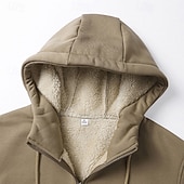 economico felpe in pile-Per uomo Felpa con cappuccio Felpa con cappuccio e zip Felpa con cappuccio in pile Felpe con cappuccio spesse Giallo Verde militare Cachi Grigio Con Cappuccio Semplice Con zip Tasca Lavoro Sport