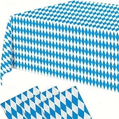 お買い得  イベントとパーティー用品-オクトーバーフェストテーブルクロス3枚セット 137 x 274cm バイエルン国旗柄 ブルー&amp;ホワイト ダイヤモンド柄 長方形テーブルカバー オクトーバーフェストテーマのパーティーデコレーションに