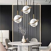 baratos Luzes da ilha-Luminária pendente moderna em formato de globo, luminária pendente em latão escovado de meados do século com cúpula de mármore, lustre com altura ajustável para ilha de cozinha, sala de jantar &amp;
