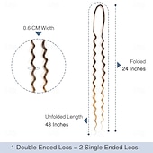 abordables Crocheter les cheveux-Ensemble complet d&#039;extensions de dreadlocks bouclées blondes platine à double extrémité pour femmes, dreadlocks ondulées blondes faites à la main, dreadlocks synthétiques souples au crochet (50 mèches