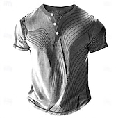 levne Geometrické-Pánské Geometrický Abstraktní Tričko Henley Waffle Tričko Krátký rukáv Denní Retro Klasické Outdoorové sporty Ležérní Dovolená Léto Jaro léto Fialová Červená Vodní modrá Šedá Henley Tričko Henley