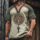 tanie Wakacje-Męskie Podkoszulek Koszulki Koszulka z krótkim rękawkiem Koszulka Drzewo Urlop Ulica Zielony Krótki rękaw W serek Lato Odzież Etniczne i religijne