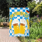 preiswerte Gartenfahnen, Banner-Oktoberfest Gartenflagge Deutsches Bayerisches 12 x 18 Zoll Gartenflaggen kleine Gartenflaggen für draußen Außenfahnen Bierdesign weiß blau kariert Feiertagsgartenflaggen