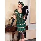 levne Šaty-Retro Řvoucí 20s 20. léta 20. století Bubenové šaty Šaty Úbory Velký Gatsby Svatební host Flitry Třásně Maškarní kostým Dámské Vánoce předvečer Všech svatých Karneval Párty a večer Svatební hostina