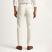 baratos Calças Elite Masculinas-Homens Calças Côr Sólida Comprimento do joelho O negócio Estilo Clássico Casual Preto Branco Sem Elasticidade