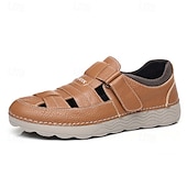 economico Sandali casual-Sneakers da uomo con cinturino in velcro color cuoio, tomaia traspirante e suola flessibile: scarpe comode ed eleganti per abbigliamento casual e attività all&#039;aperto