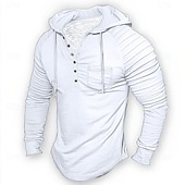 abordables t-shirts de base-Homme T-shirt manche longue Henley Hiver Printemps &amp; Automne Toutes saisons Couleur Unie Uni Tricots Quotidien Occasionnel À capuche Extérieur Décontracté Occasionnel Bleu marine Blanche Gris clair