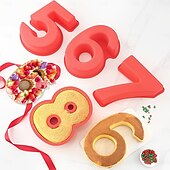 Недорогие Форма-9 шт. силиконовых форм для торта с цифрами, 3D цифровая силиконовая форма для выпечки, набор из 10-дюймовых больших форм для торта с цифрами, силиконовые формы для выпечки с цифрами от 0 до 8 на день