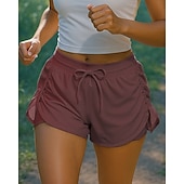 baratos Calções de corrida-Mulheres Shorts de Corrida Shorts franzidos Cintura elástica Com Cordão Calção Desportos e Ar livre Casual Secagem Rápida Leve Respirável Tênis Golfe Corrida Normal Roupa de esporte Roupas Esportivas