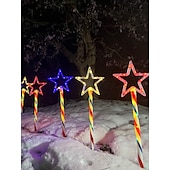 economico Luci paesaggistiche-1 Pacco Luci Solari da Giardino Patriottiche 6 LED Impermeabili Rosso Bianco Blu Luce a Stella a 5 Punte 4 Luglio Giorno dell'Indipendenza 250° Anniversario Giorno della Memoria per Festa Giardino