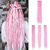 abordables Crocheter les cheveux-Extensions de dreadlocks synthétiques mixtes 3 en 1, 30 mèches, 30 pouces, blond 613 bouclé &amp;droit &amp;extensions de dreadlocks bohèmes à extrémité unique, style hippie, pour femmes