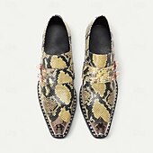 abordables Mocassins en cuir de qualité supérieure-Chaussures habillées en cuir imprimé peau de serpent pour hommes – mocassins formels en cuir de vachette de qualité supérieure avec doubles boucles métalliques, bout pointu et clous pour les banquets en soirée, les galas de mode et les soirées masquées