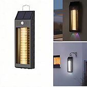 baratos Candeeiros Luzes de Exterior-Luzes de parede solares com sensor de movimento para porta frontal, 2 modos com holofote RGB, postes de LED, cerca, segurança para varanda, 1 unidade