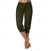 billige cargobukser for kvinner-Dame Capri-bukser Søndagsshorts Gatemote Fritid Kalv lengde Medium Midje عادي Elastisk midje Snorer Pusteevne Myk Mikroelastisk Feriereise Gate Dagligdagstøy Svart Rosa Navyblå Grønn Sommer Normal