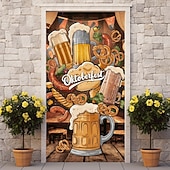 cheap Garage &amp; Door Banners-Oktoberfest Door Decorations German Bavarian Beer Door Covers Door Tapestry Door Curtain Decoration Backdrop Indoor/Outdoor Door Banner for Front Door Office Door