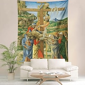 billige Religiøs vev-Middelaldersk Teppe Middelalder Hengevev Stort Teppe Veggdekor Fotografisk Bakgrunn Teppe Gardin Hjem Soverom Stue Dekorasjon